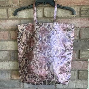 Purple Pink Metallic Snake Print Tote Bag
